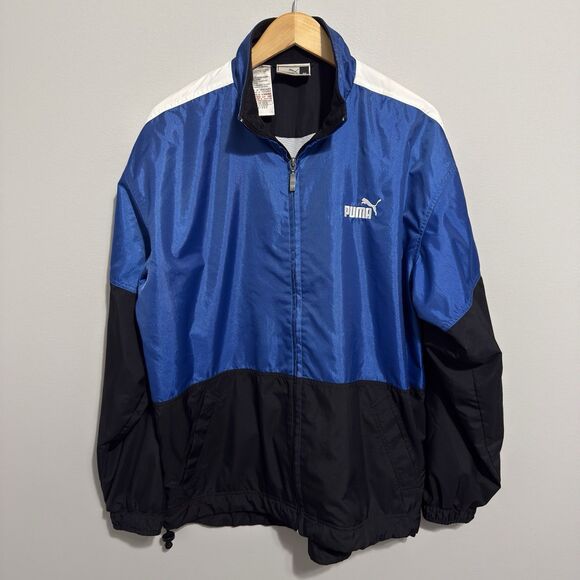 Puma Other - Vintage Puma Jacket Mens M Blue White Black Full Zip Windbreaker Y2K Colorblock
